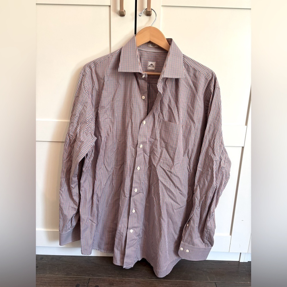 Peter Millar 100% Cotton Plaid Button Down Long Sleeve Shirt Size XL